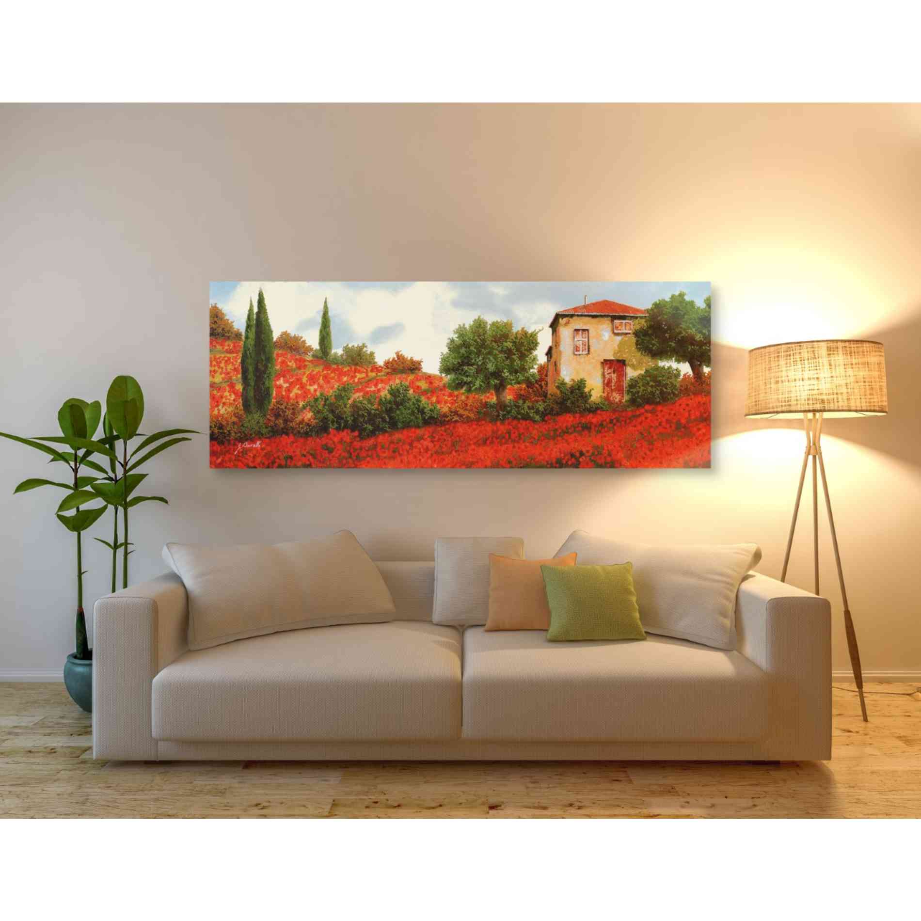 'Papaveri Sulle Colline' by Guido Borelli, Giclee Canvas Wall Art
