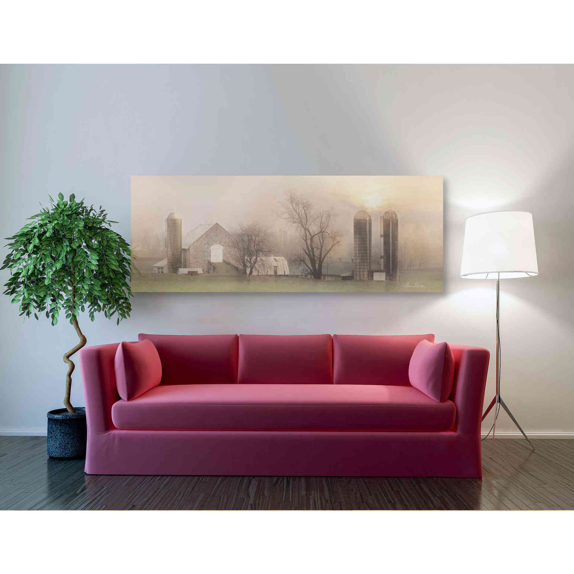 'Old Stone Barn' by Lori Deiter, Canvas Wall Art,60 x 20