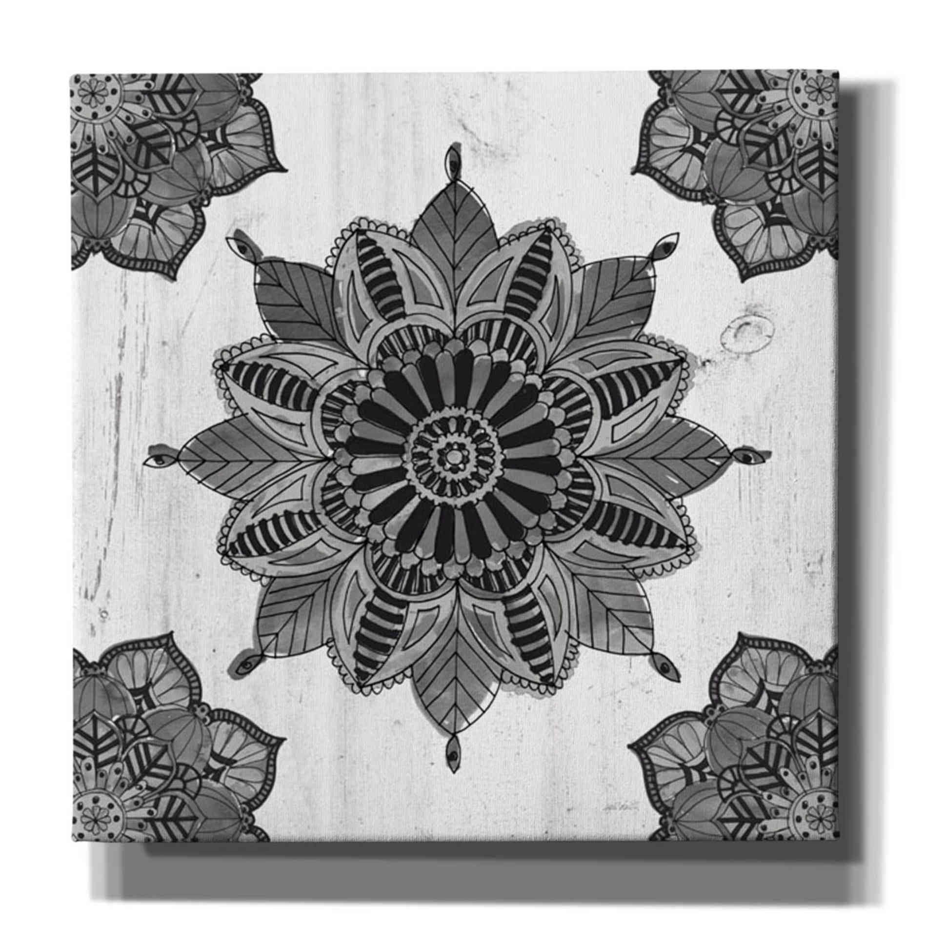 'Mandala Morning VI Black and White' by Anne Tavoletti, Canvas Wall Art,26 x 26