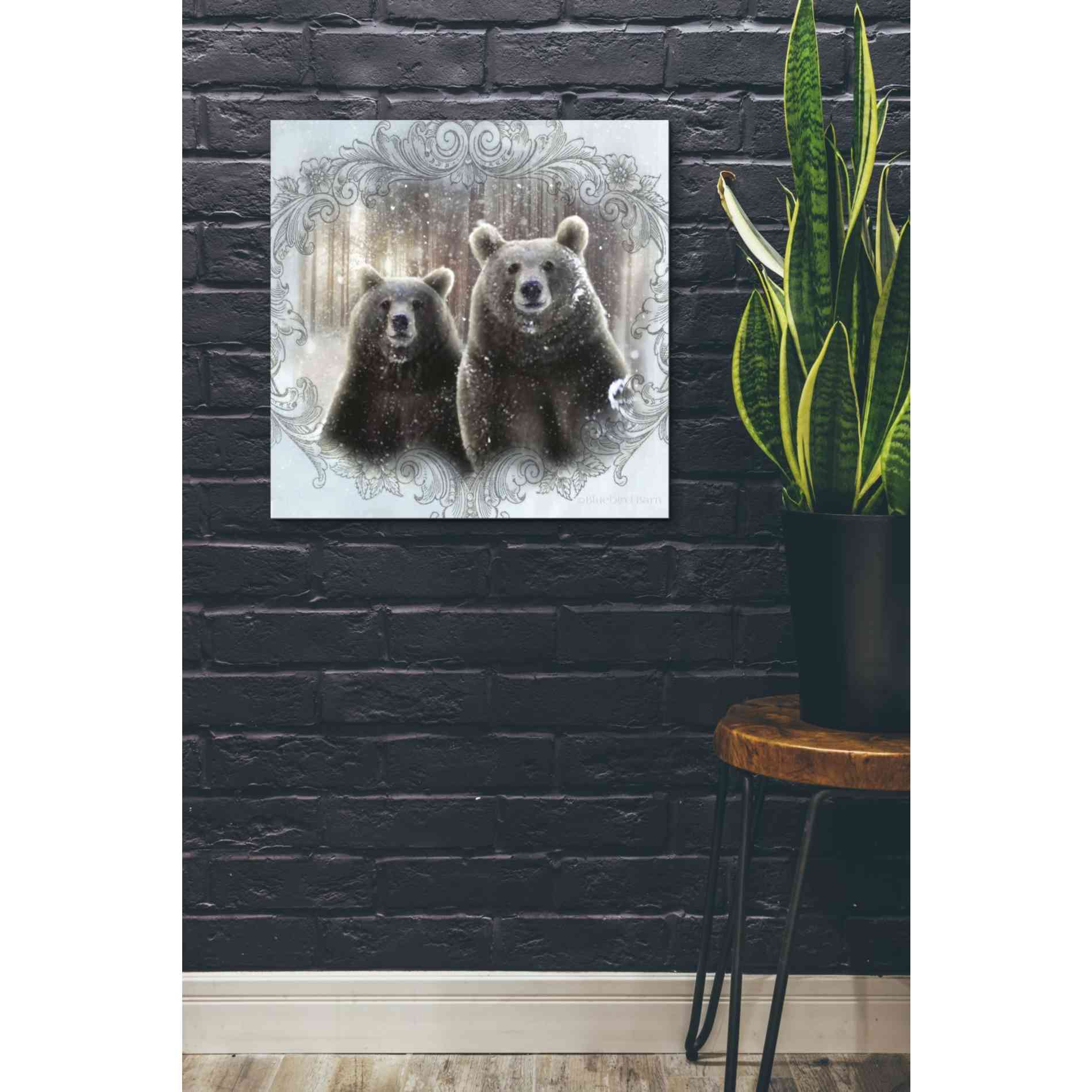 'Enchanted Winter Bears' by Bluebird Barn, Canvas Wall Art,26 x 26