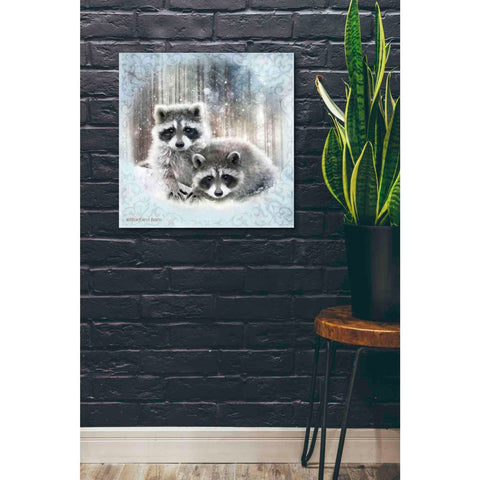 Image of 'Enchanted Winter Raccoons' by Bluebird Barn, Canvas Wall Art,26 x 26