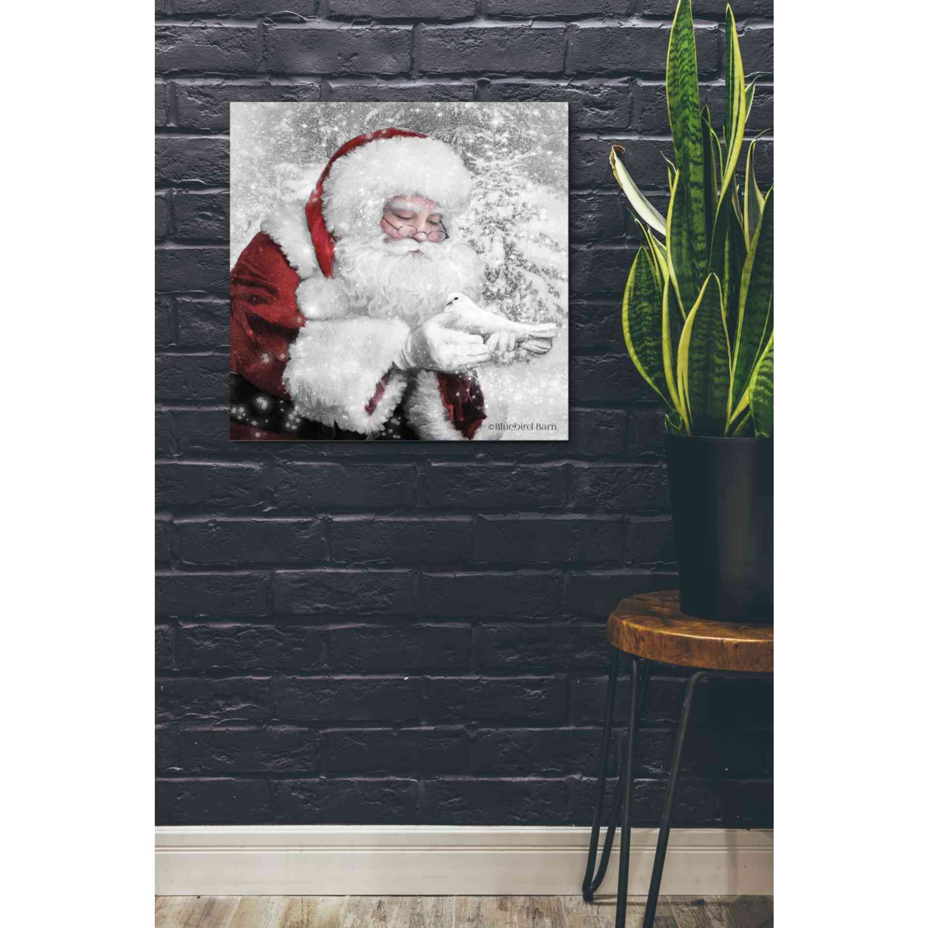 'Santa's Little Friend' by Bluebird Barn, Canvas Wall Art,26 x 26