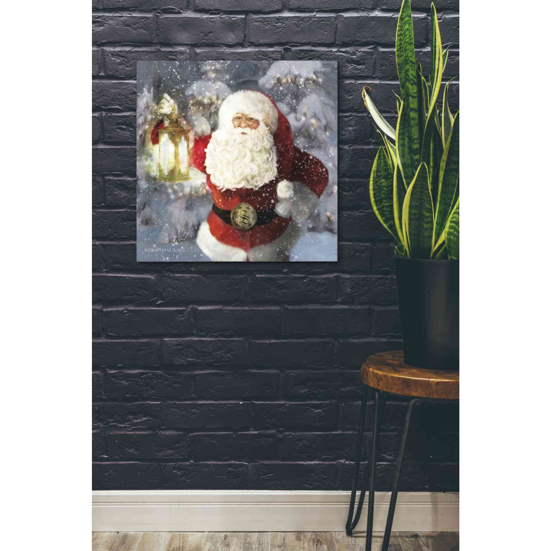 'Light the Way Santa' by Bluebird Barn, Canvas Wall Art,26 x 26