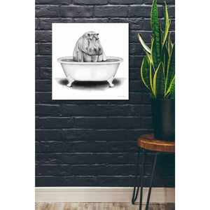 'Hippo in Tub' by Rachel Nieman, Canvas Wall Art,26 x 26