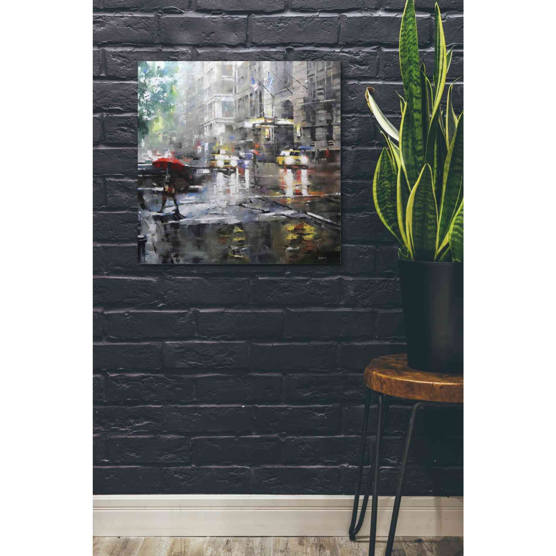 'Manhattan Red Umbrella' by Mark Lague, Canvas Wall Art,26 x 26