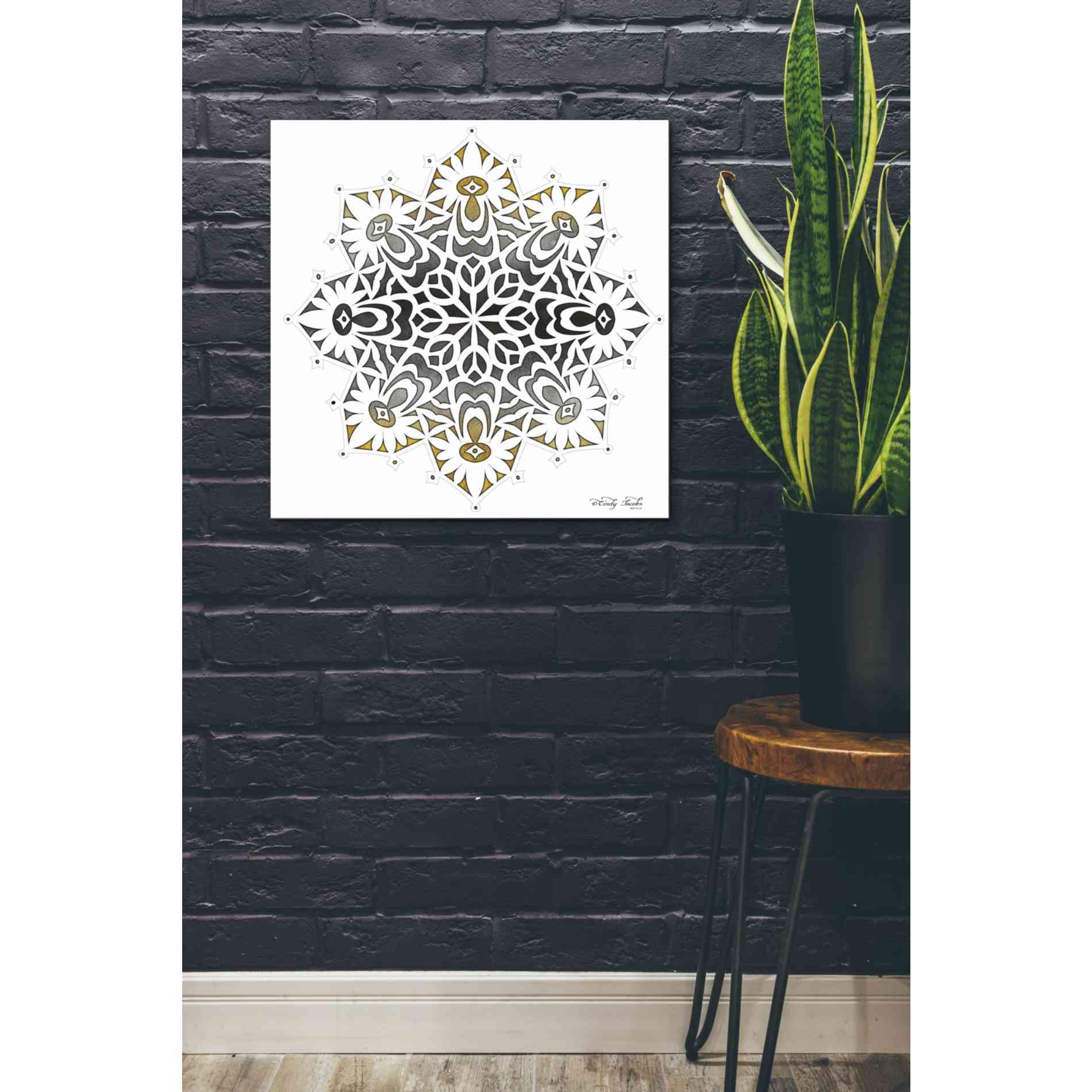 'Mandala on White' by Cindy Jacobs, Giclee Canvas Wall Art