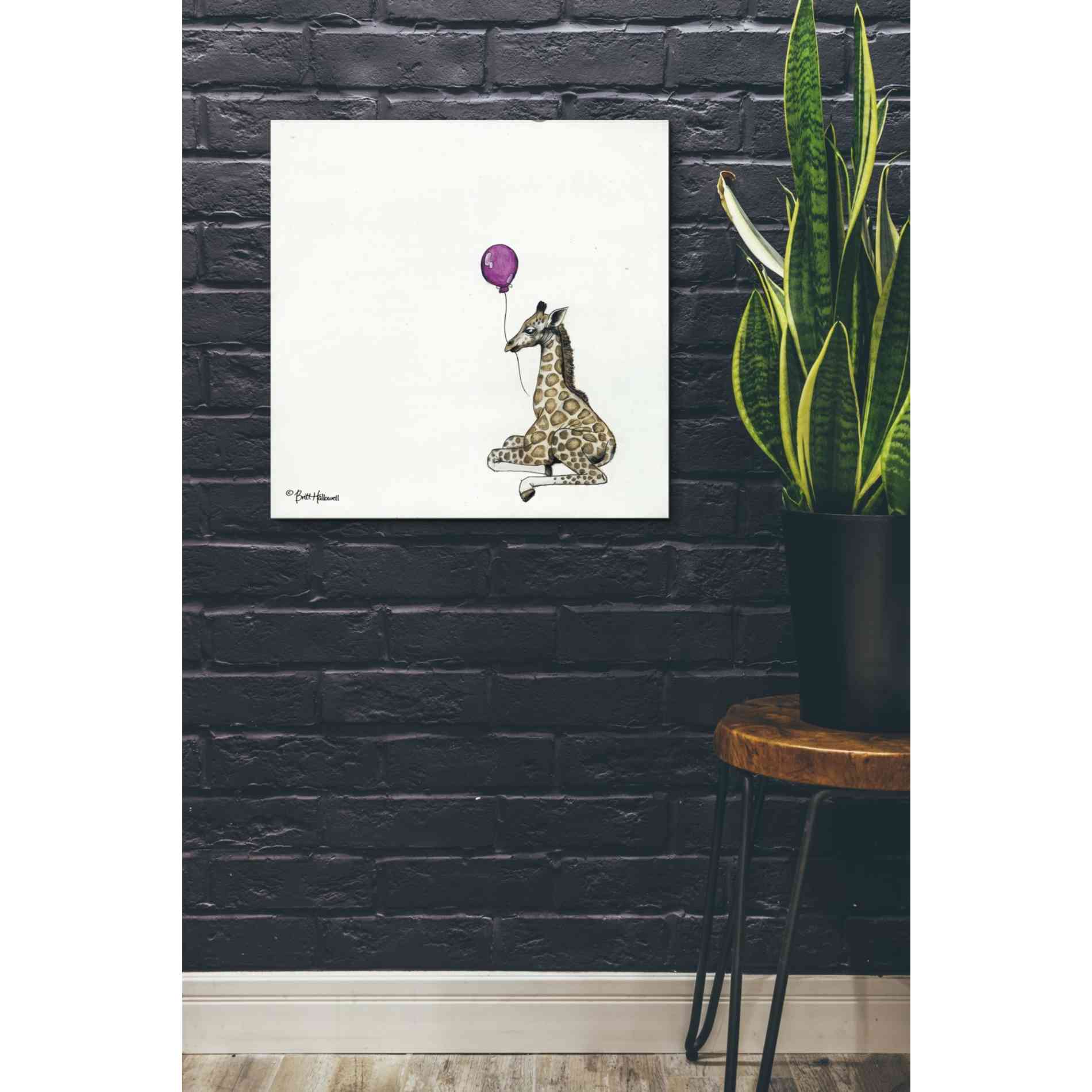 'Nursery Giraffe' by Britt Hallowell, Canvas Wall Art,26 x 26