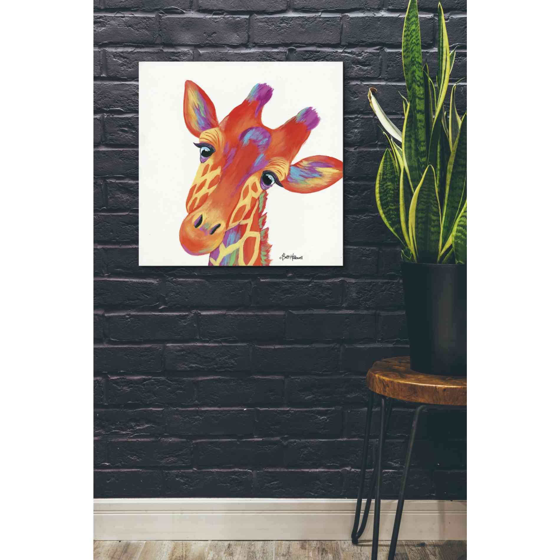'Cheery Giraffe' by Britt Hallowell, Canvas Wall Art,26 x 26