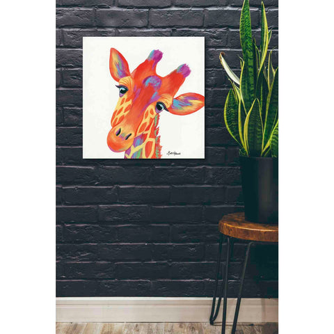 Image of 'Cheery Giraffe' by Britt Hallowell, Canvas Wall Art,26 x 26