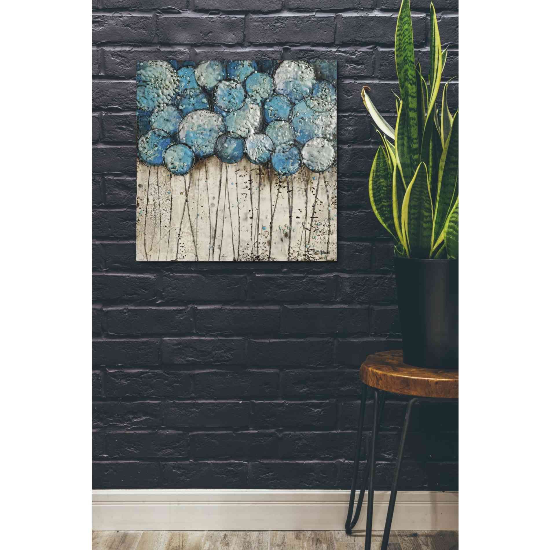 'Bubble Trees in Blue' by Britt Hallowell, Canvas Wall Art,26 x 26