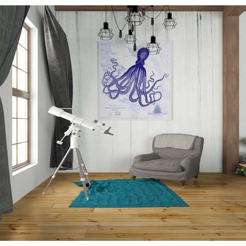 Image of 'Blue Octopus 1 on Nautical Map,' by Fab Funky, Giclee Canvas Wall Art