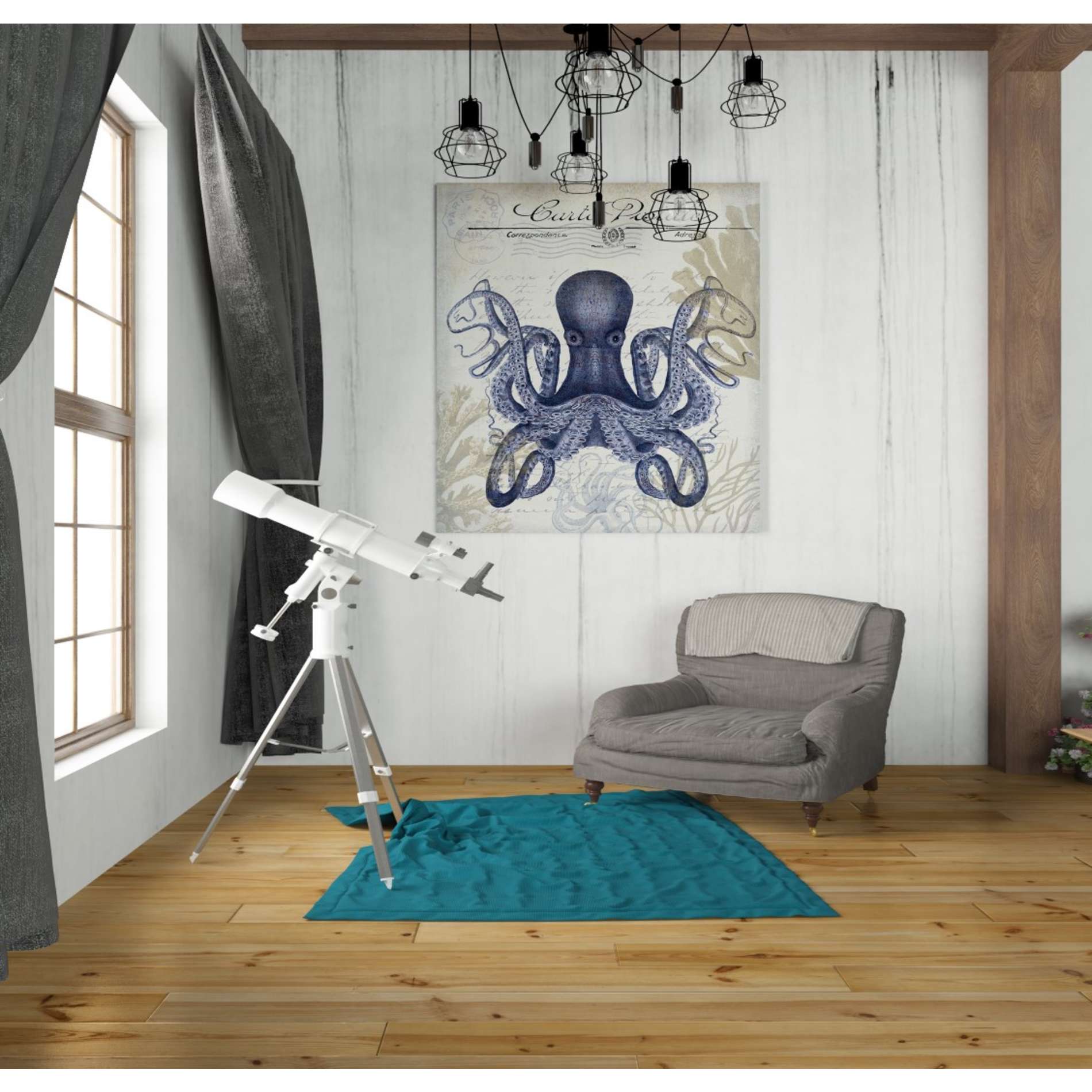 'Seaside Postcard Cream c,' by Fab Funky, Giclee Canvas Wall Art