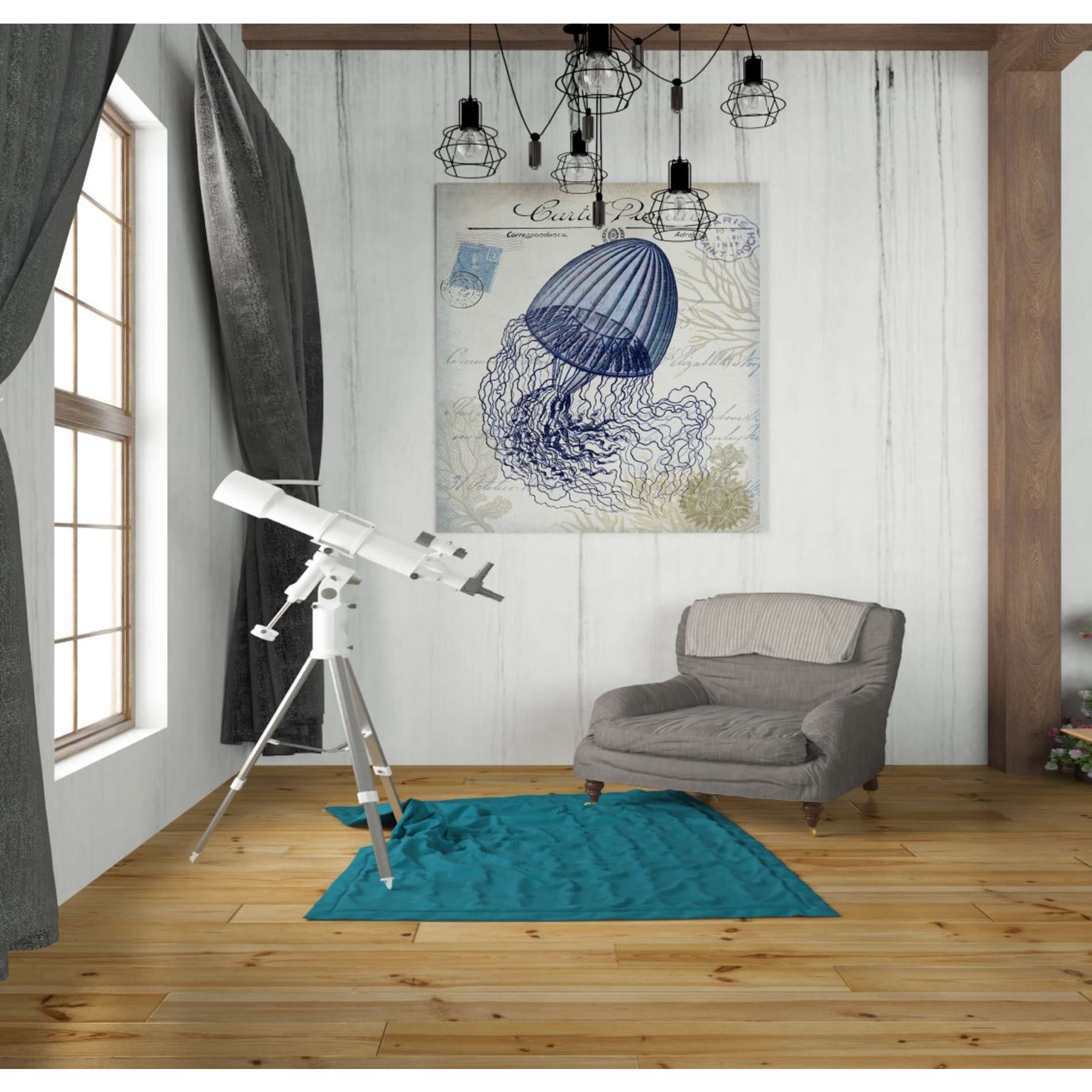 'Seaside Postcard Cream f,' by Fab Funky, Canvas Wall Art,26 x 30