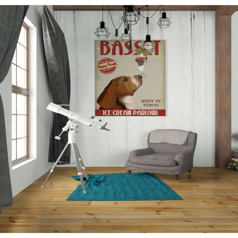 Image of 'Basset Hound Ice Cream,' by Fab Funky, Giclee Canvas Wall Art