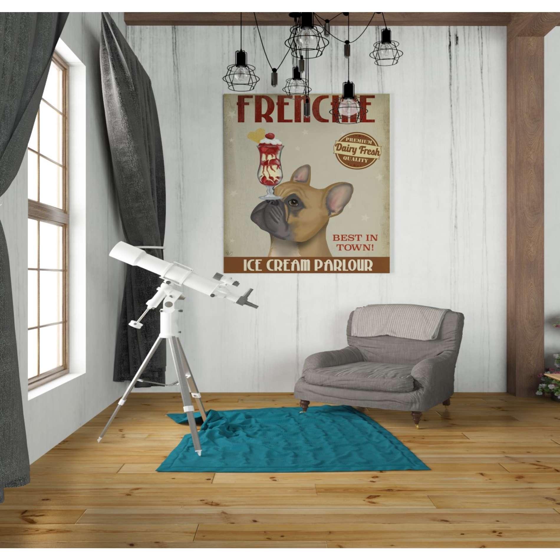 'French Bulldog Ice Cream,' by Fab Funky, Giclee Canvas Wall Art