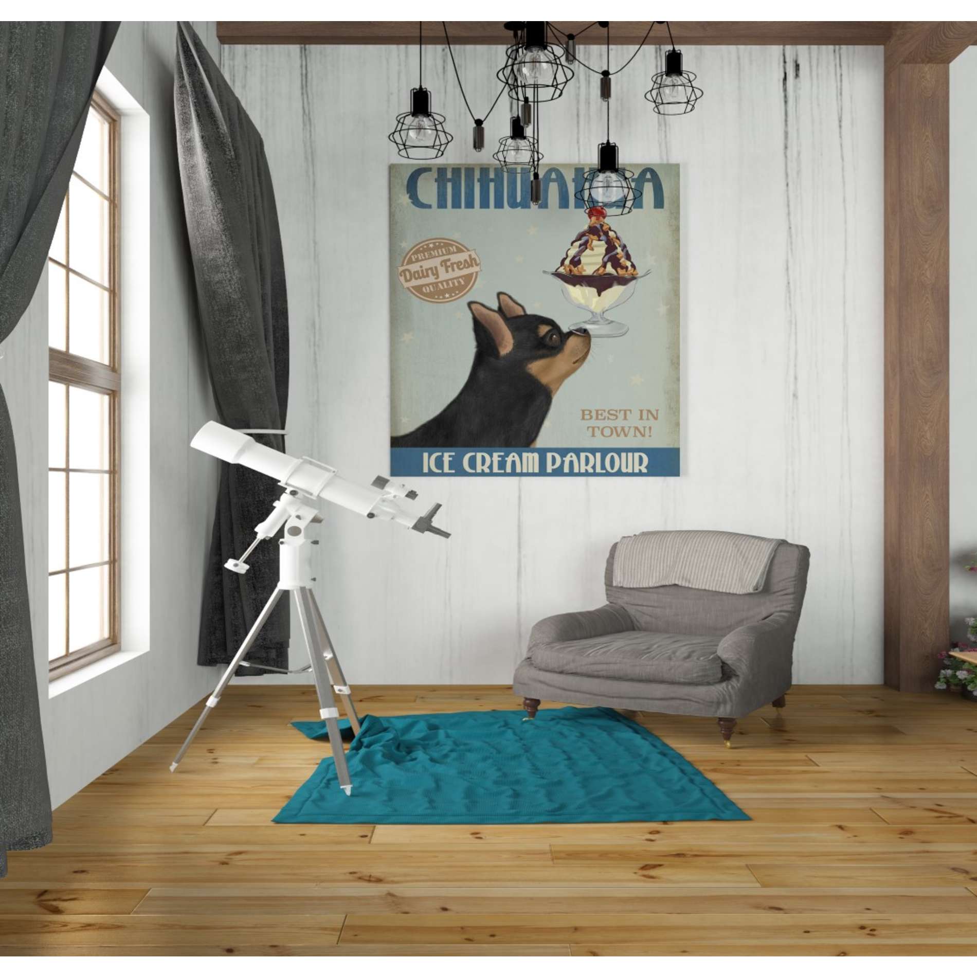 'Chihuahua, Black and Ginger, Ice Cream,' by Fab Funky, Giclee Canvas Wall Art