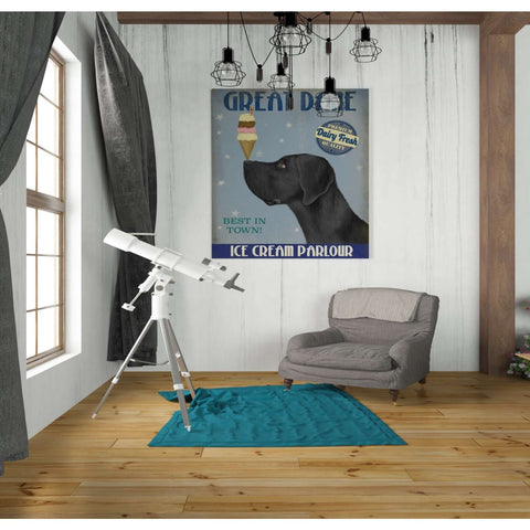 Image of 'Great Dane, Black, Ice Cream,' by Fab Funky, Giclee Canvas Wall Art