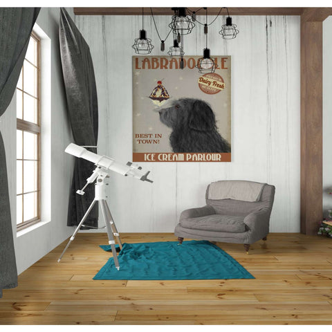 Image of 'Labradoodle, Black, Ice Cream,' by Fab Funky, Giclee Canvas Wall Art
