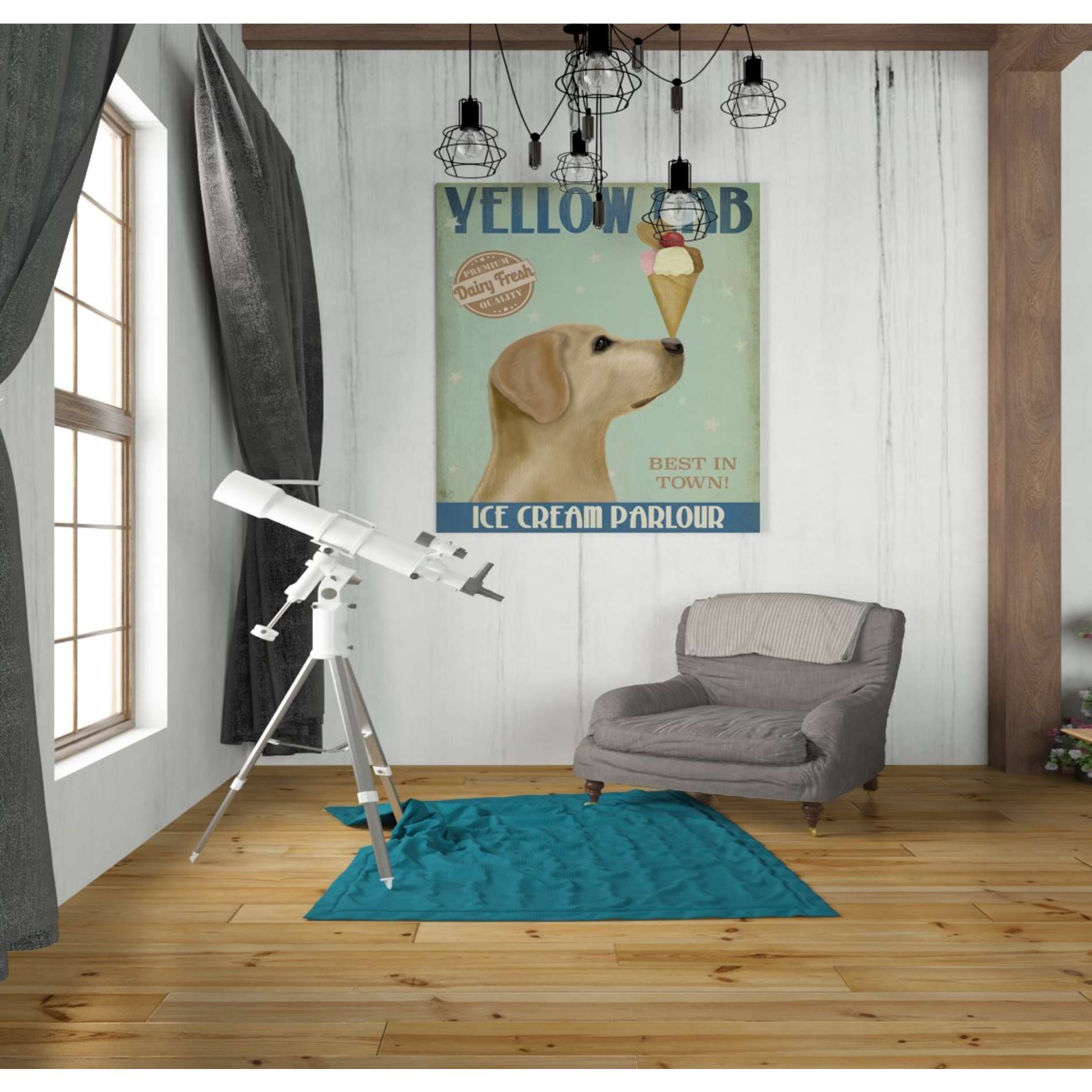 'Yellow Labrador Ice Cream,' by Fab Funky, Giclee Canvas Wall Art