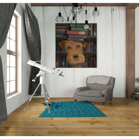 Image of 'Airedale and Books,' by Fab Funky, Giclee Canvas Wall Art