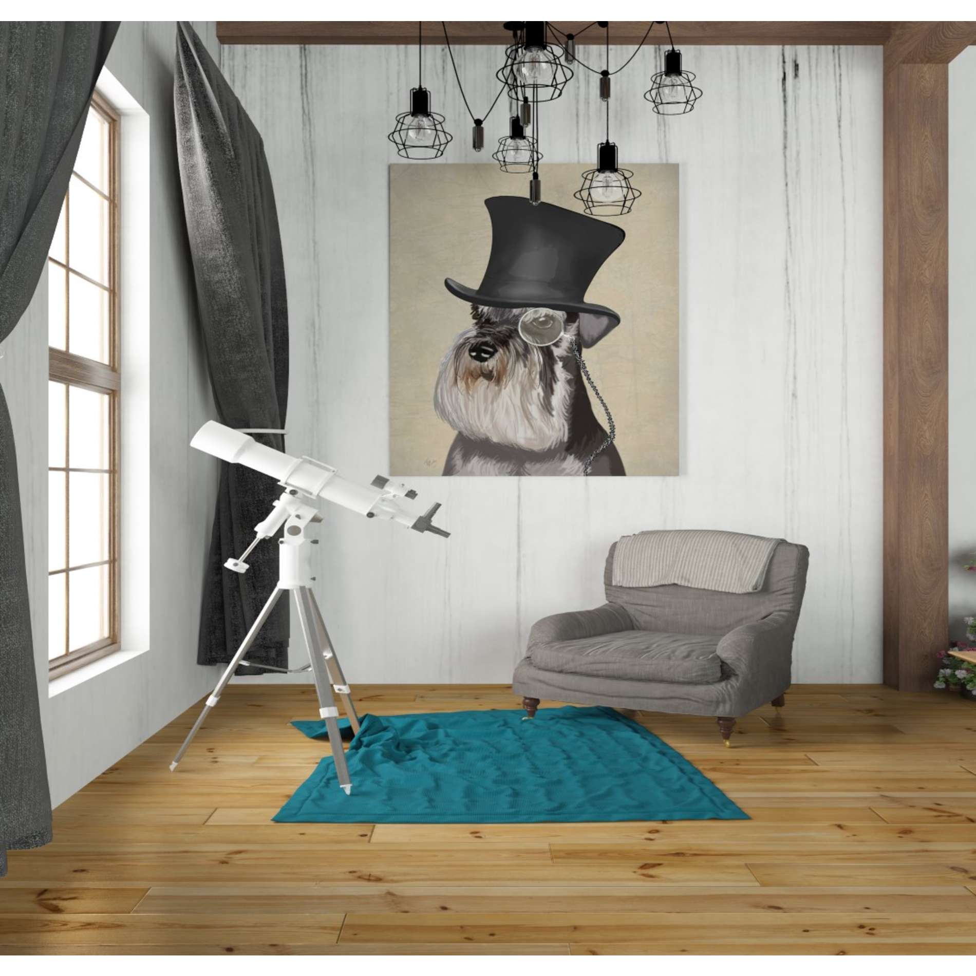 'Schnauzer, Formal Hound and Hat' by Fab Funky, Giclee Canvas Wall Art