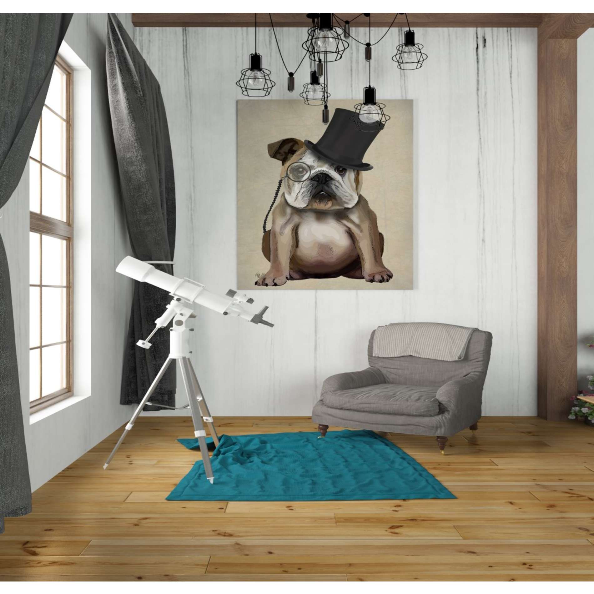 'English Bulldog, Formal Hound and Hat' by Fab Funky, Giclee Canvas Wall Art