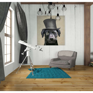 'Black Labrador, Formal Hound and Hat' by Fab Funky, Giclee Canvas Wall Art