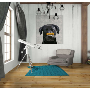 'Black Labrador With Bone on Nose' by Fab Funky, Giclee Canvas Wall Art