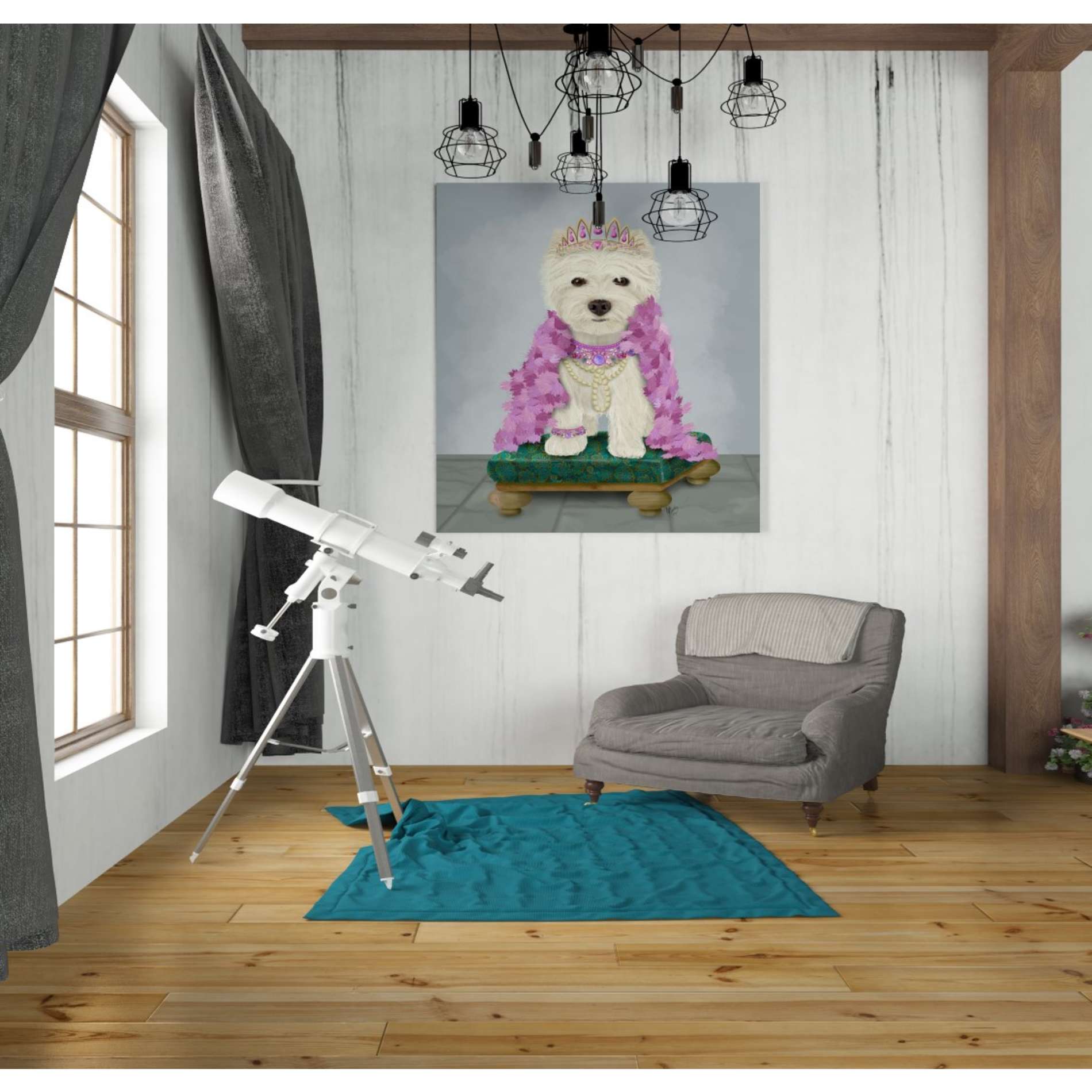 'West Highland Terrier with Tiara' by Fab Funky, Giclee Canvas Wall Art