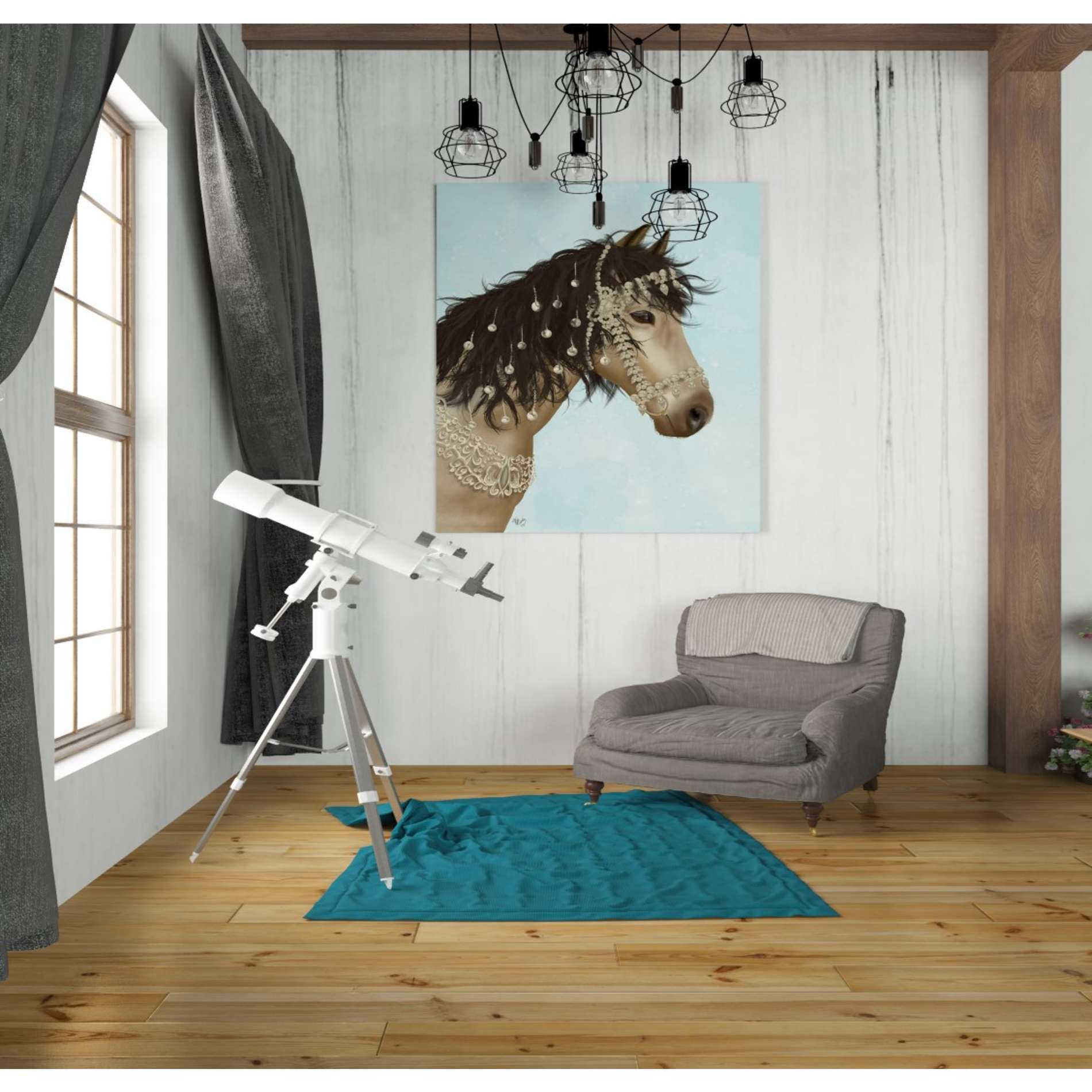 'Horse Buckskin with Jewelled Bridle' by Fab Funky, Giclee Canvas Wall Art