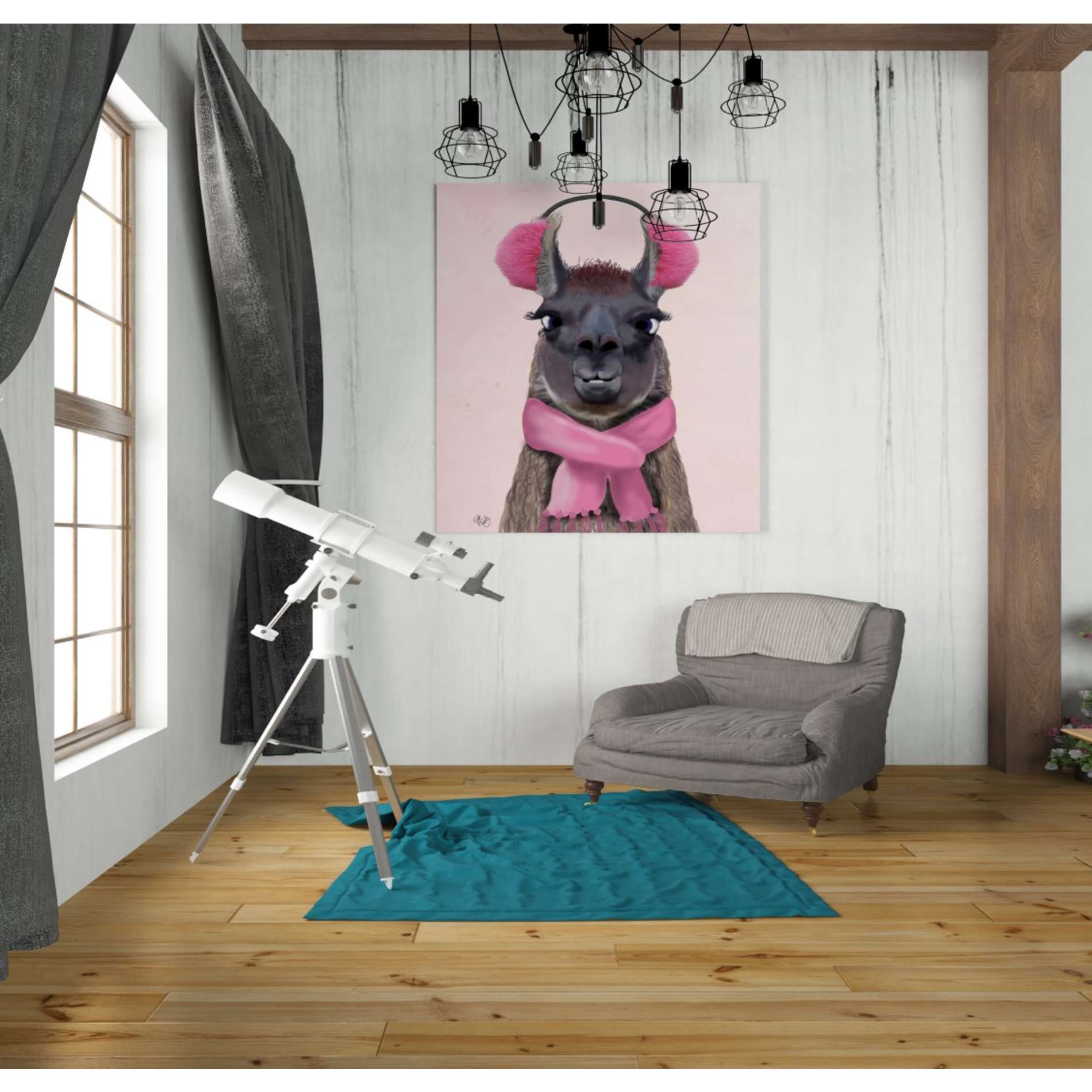 'Chilly Llama Pink' by Fab Funky, Giclee Canvas Wall Art