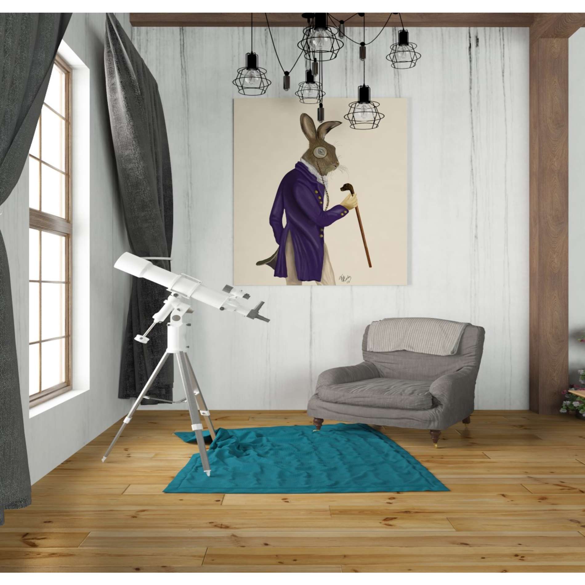 'Hare In Purple Coat' by Fab Funky, Giclee Canvas Wall Art