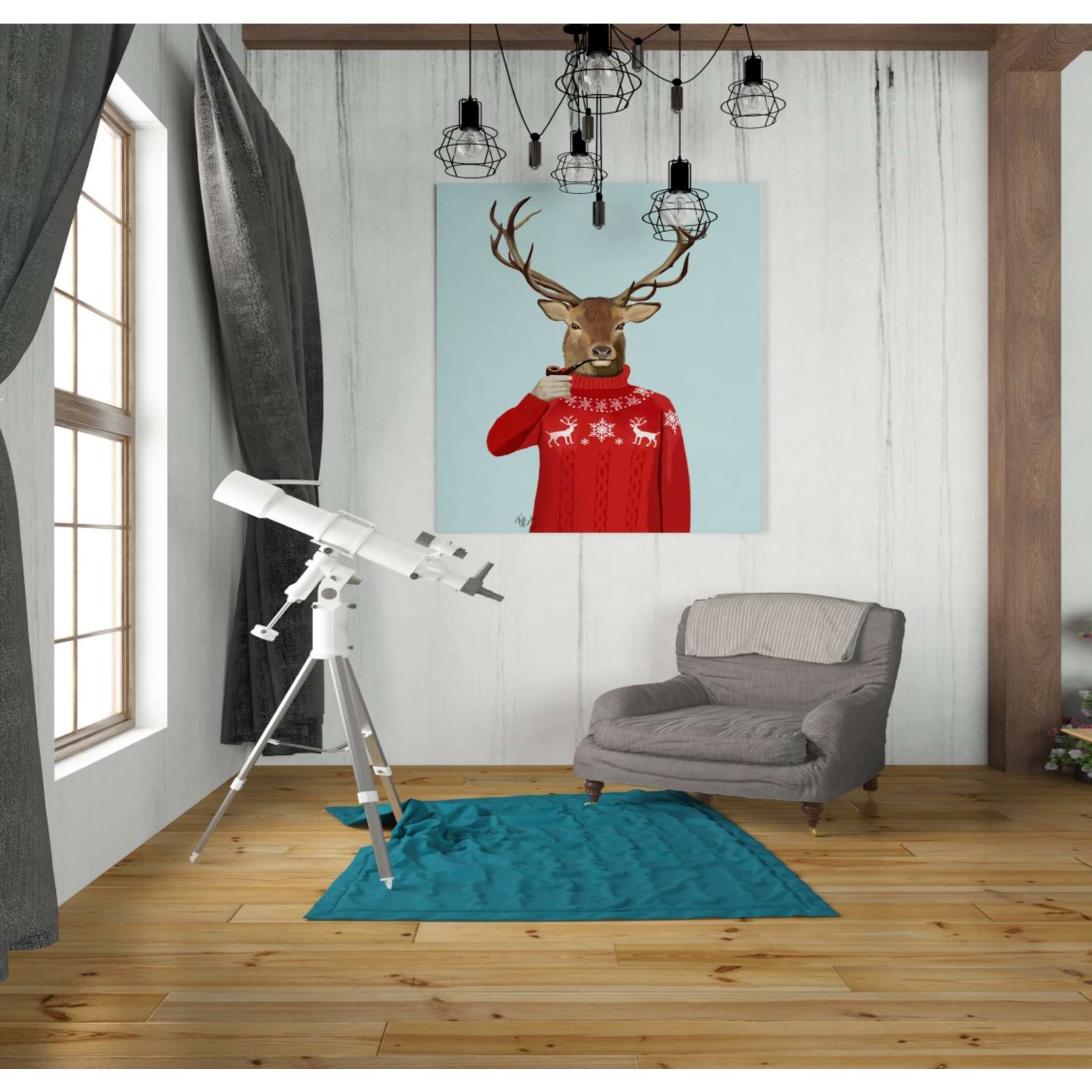 'Deer in Ski Sweater' by Fab Funky, Giclee Canvas Wall Art