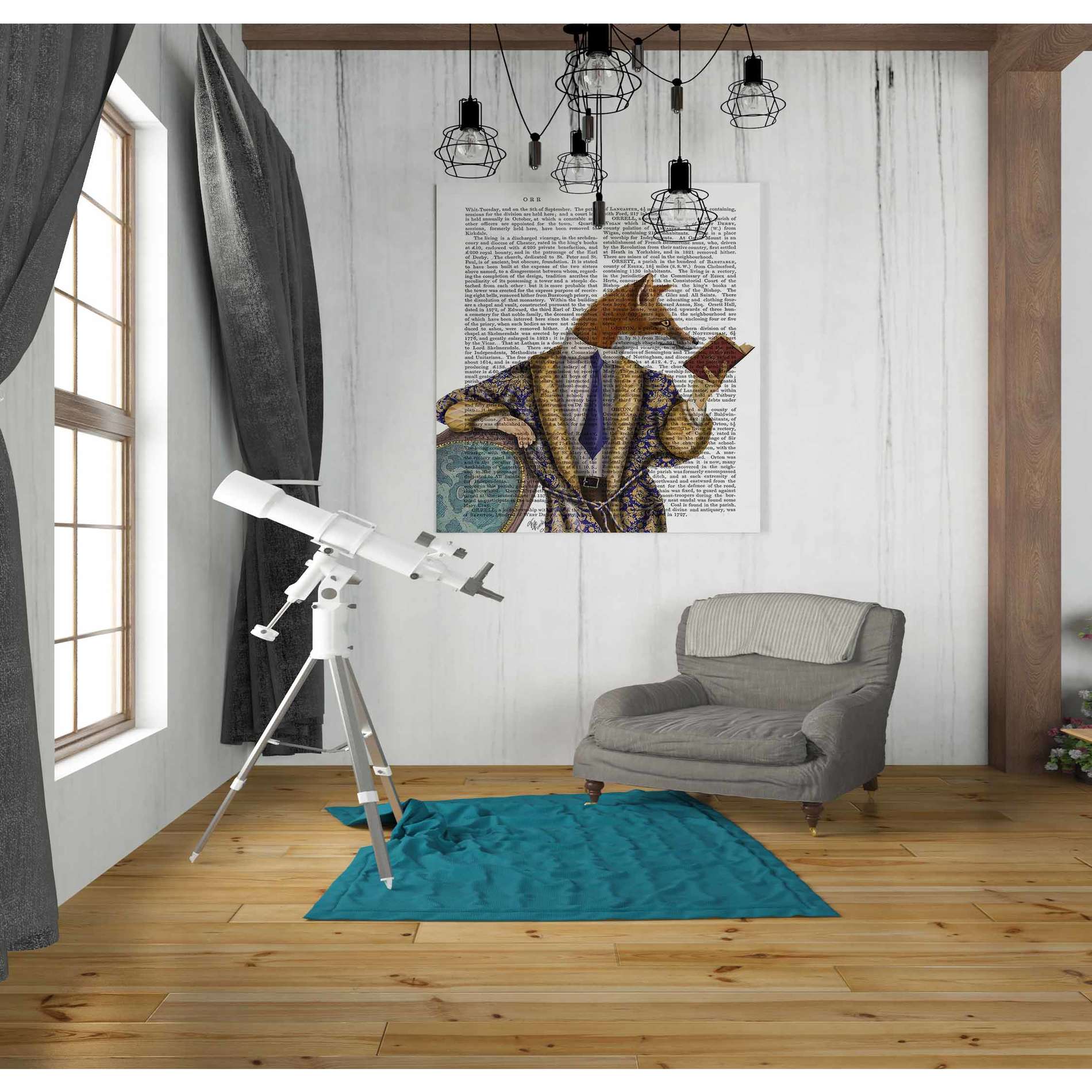 'Book Reader Fox' by Fab Funky, Giclee Canvas Wall Art