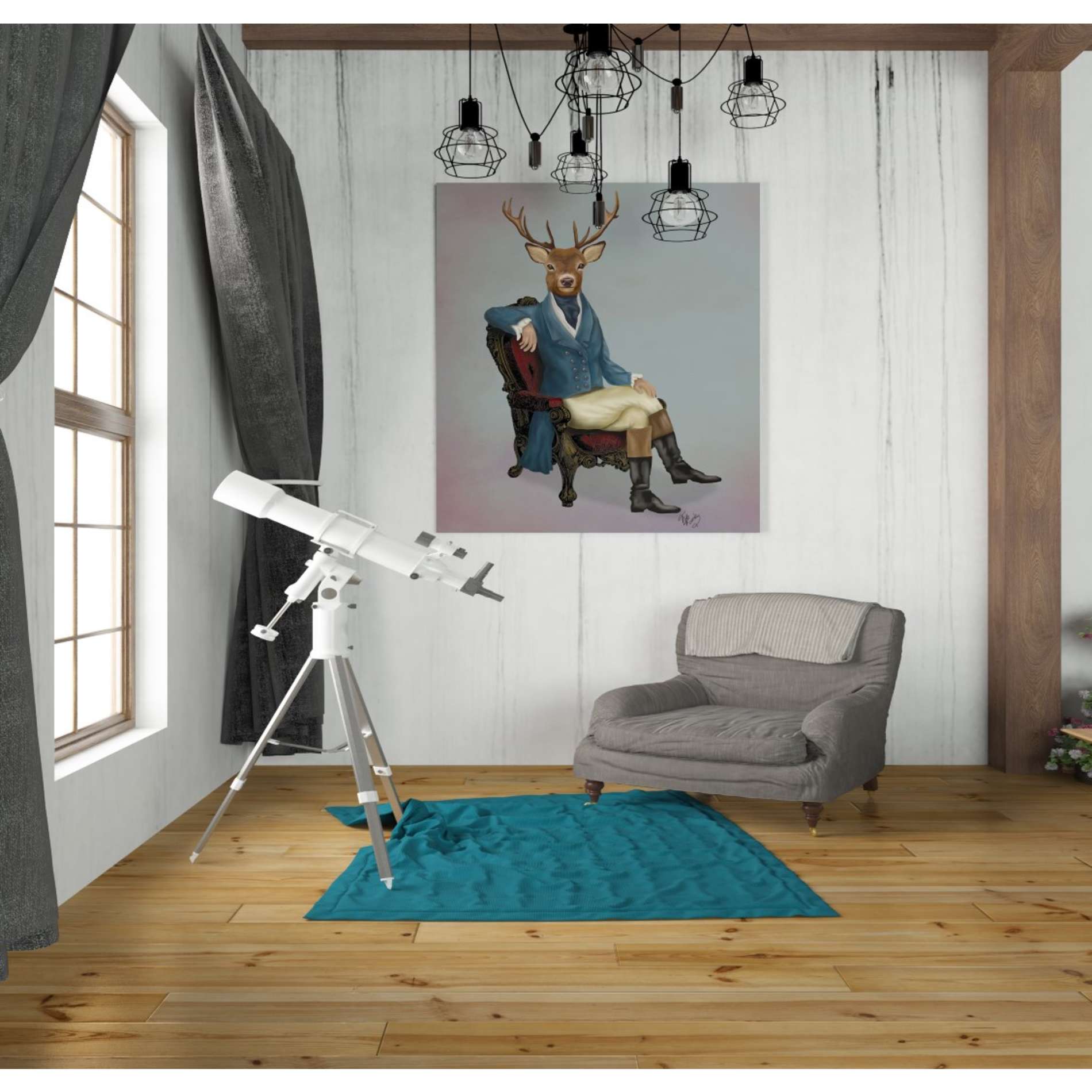 'Distinguished Deer Full' by Fab Funky, Giclee Canvas Wall Art
