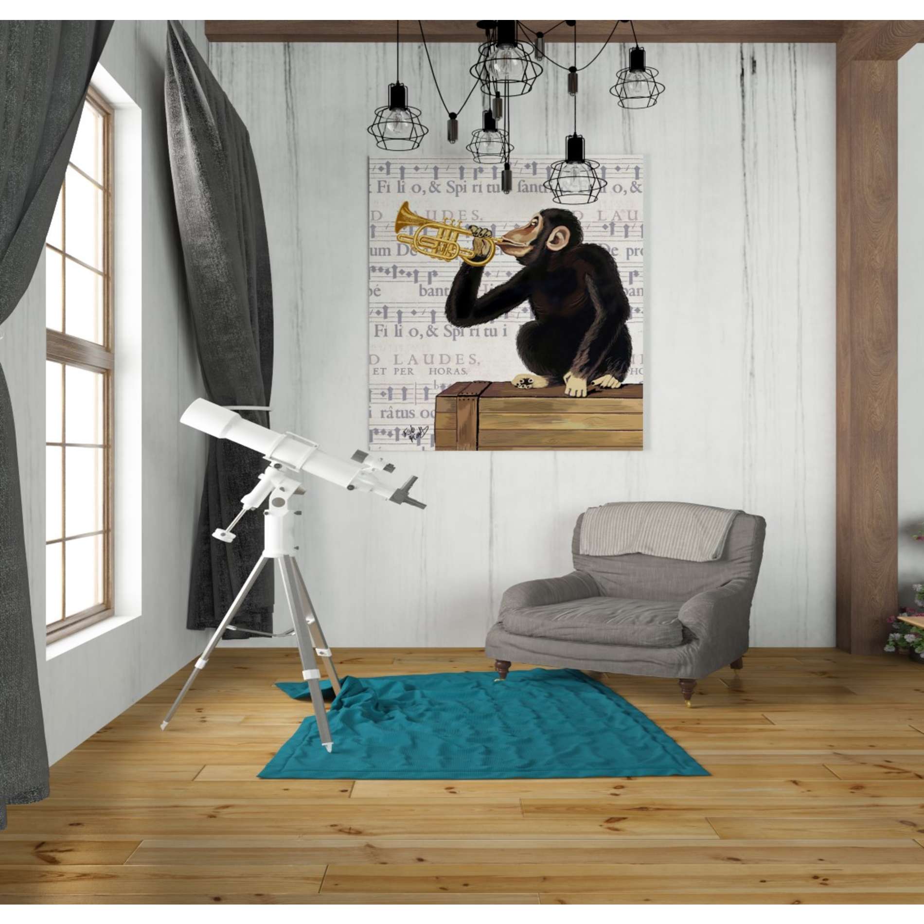 'Monkey Playing Trumpet' by Fab Funky, Giclee Canvas Wall Art