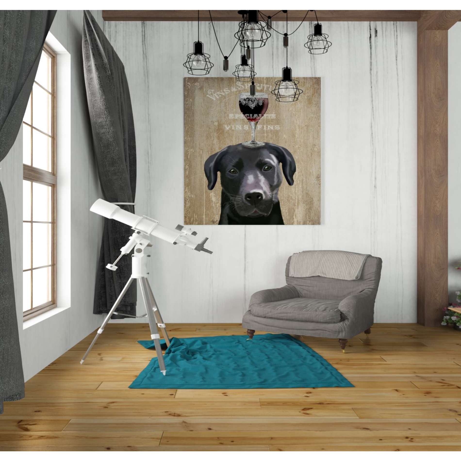 'Dog Au Vin, Black Labrador' by Fab Funky, Giclee Canvas Wall Art