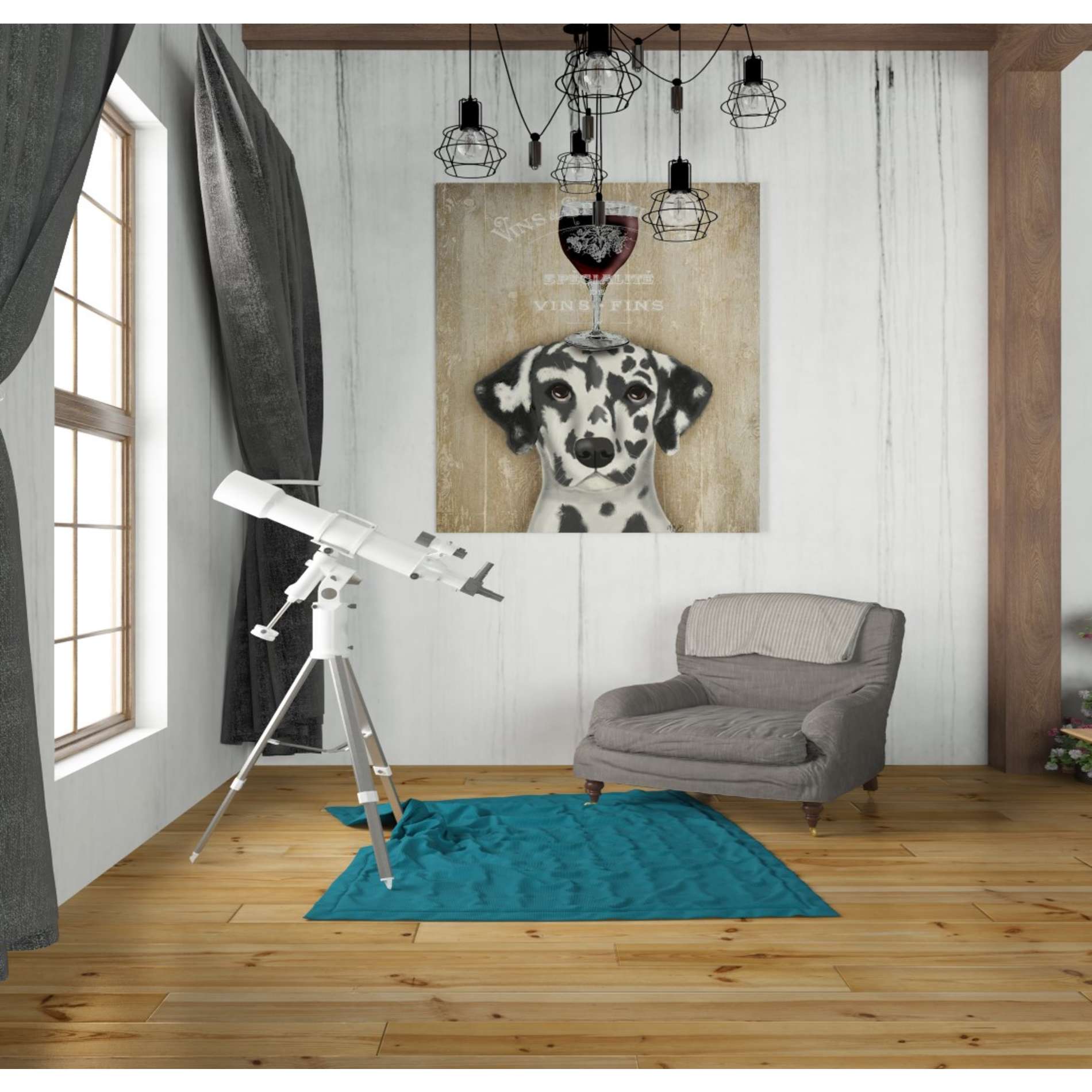 'Dog Au Vin Dalmatian' by Fab Funky, Giclee Canvas Wall Art