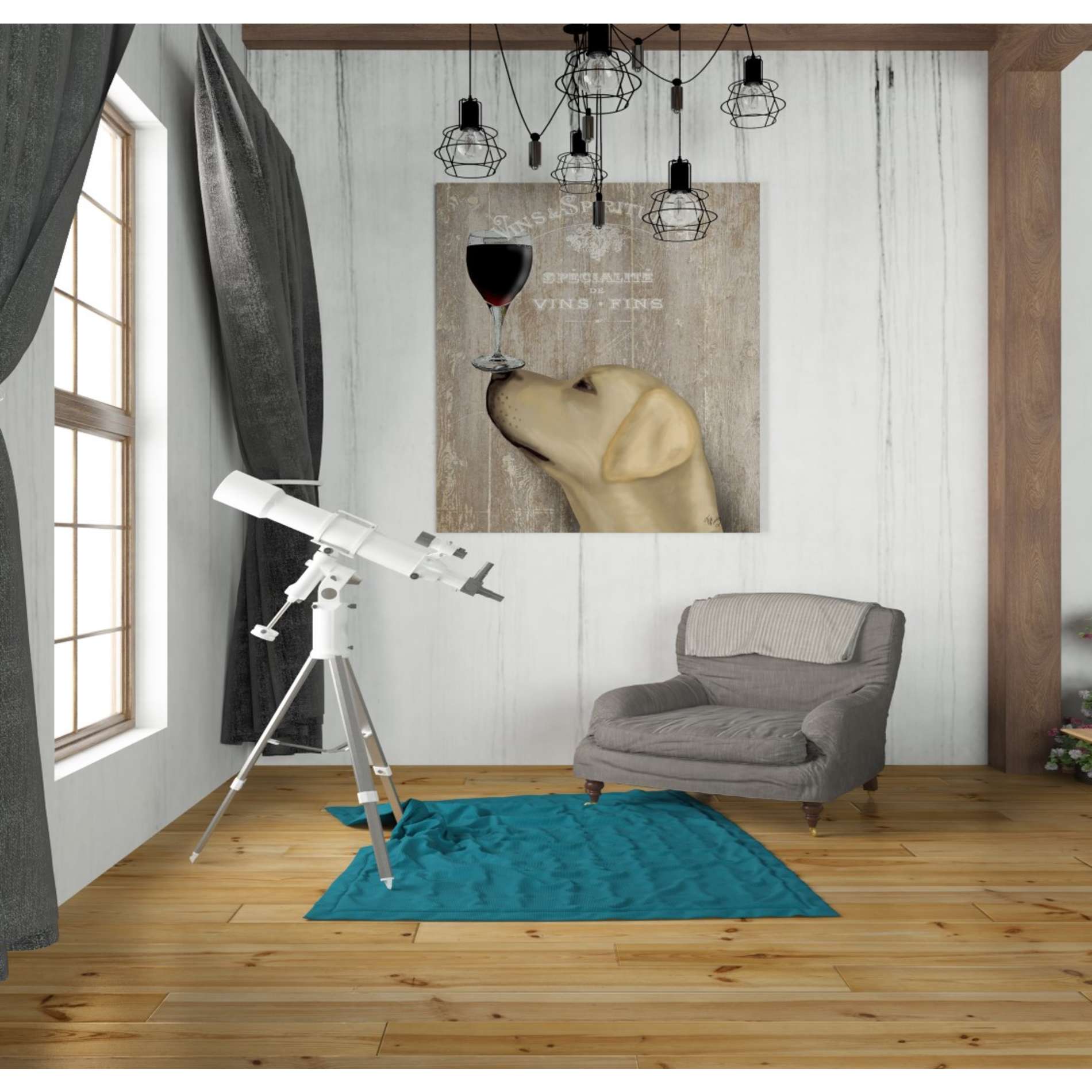 'Dog Au Vin Yellow Labrador' by Fab Funky, Giclee Canvas Wall Art