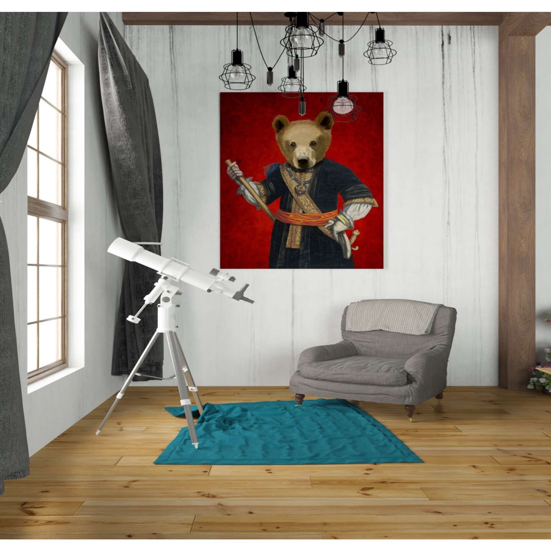'Bear in Blue Robes' by Fab Funky, Giclee Canvas Wall Art