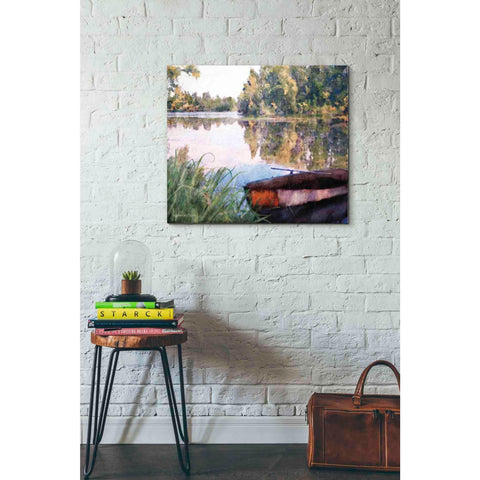 Image of 'Rowboat Pond Landscape' by Bluebird Barn, Canvas Wall Art,30 x 26