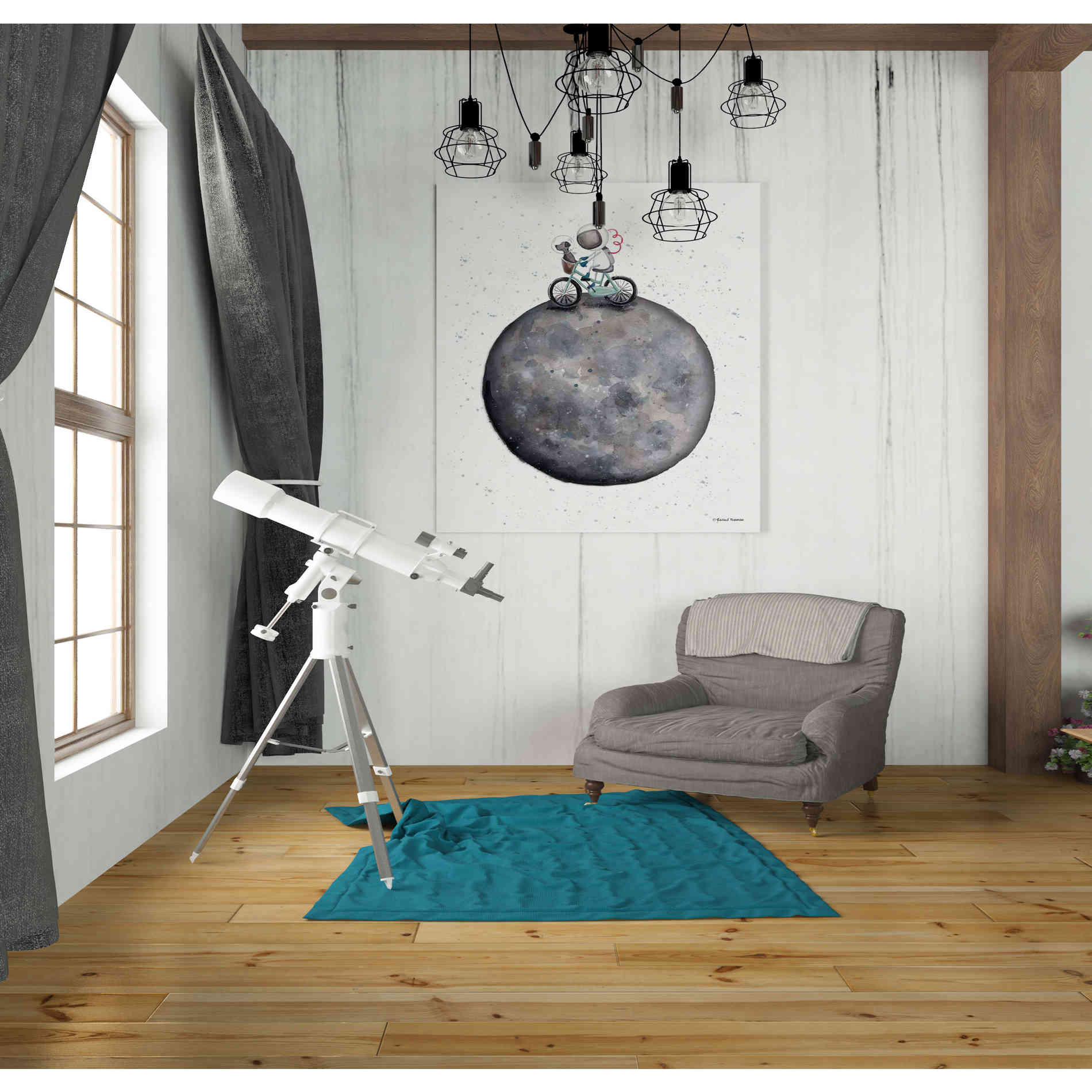 'Bike on Moon' by Rachel Nieman, Canvas Wall Art,26 x 30