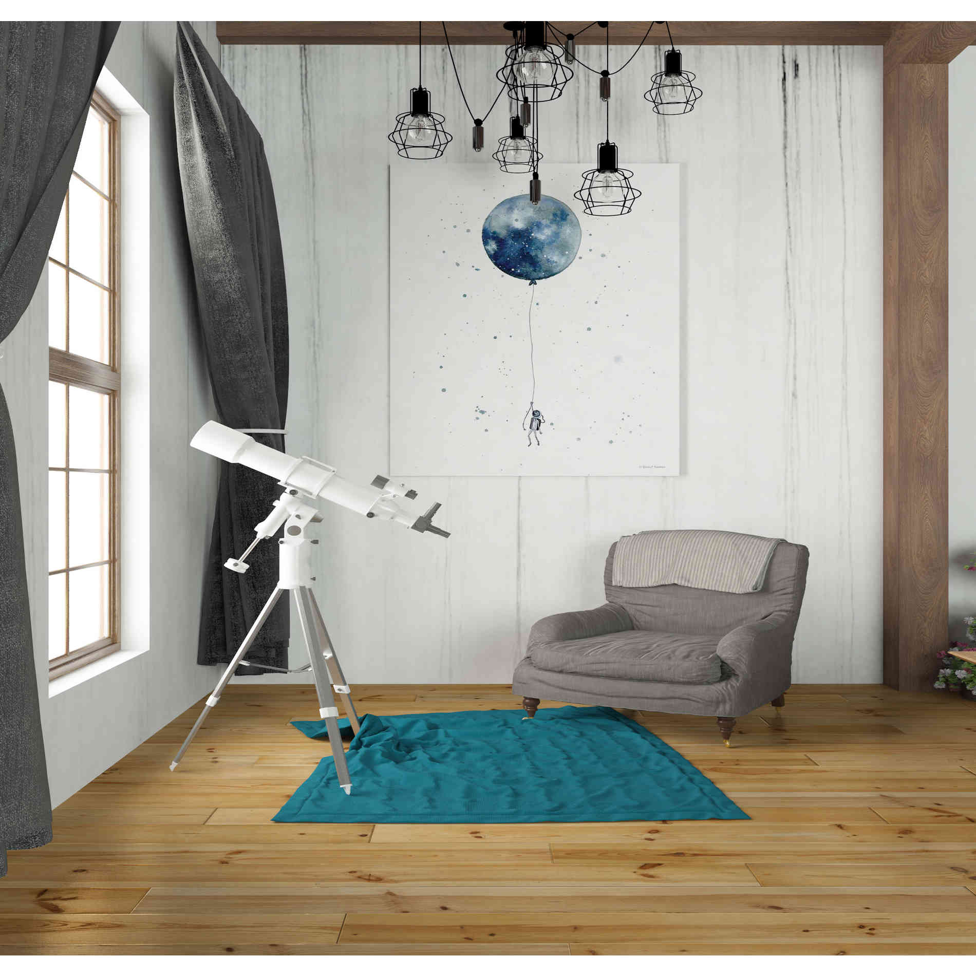 'Moon Balloon' by Rachel Nieman, Canvas Wall Art,26 x 30