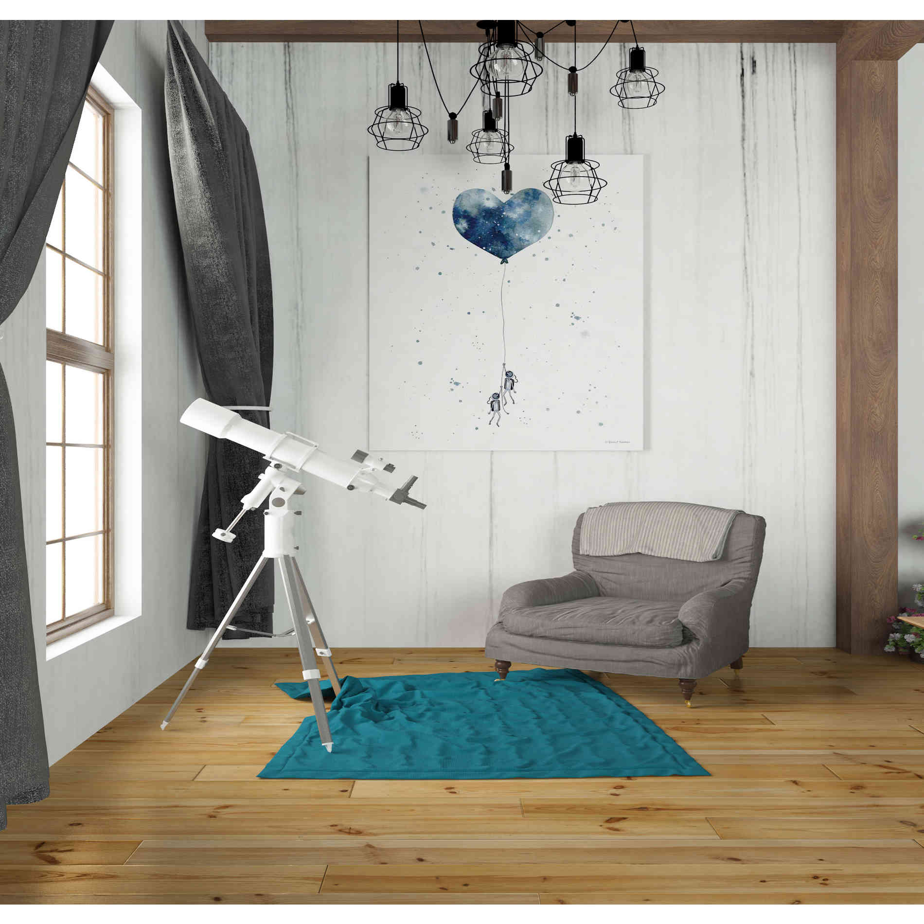 'Heart on Balloon' by Rachel Nieman, Canvas Wall Art,26 x 30