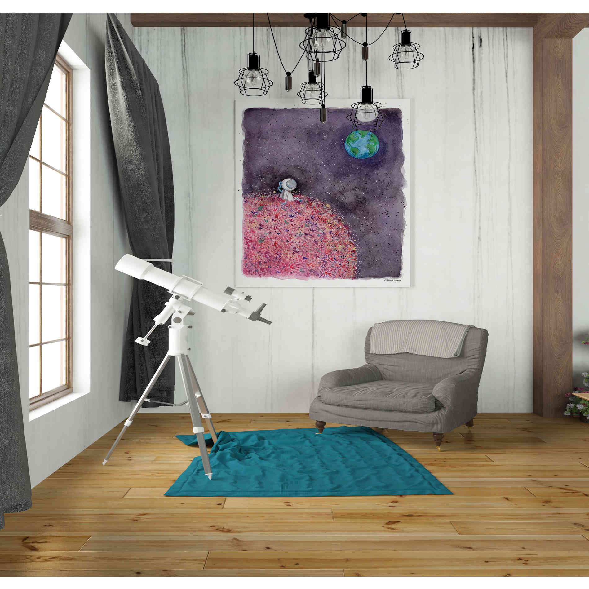 'Sitting on a Flower Moon' by Rachel Nieman, Canvas Wall Art,26 x 30