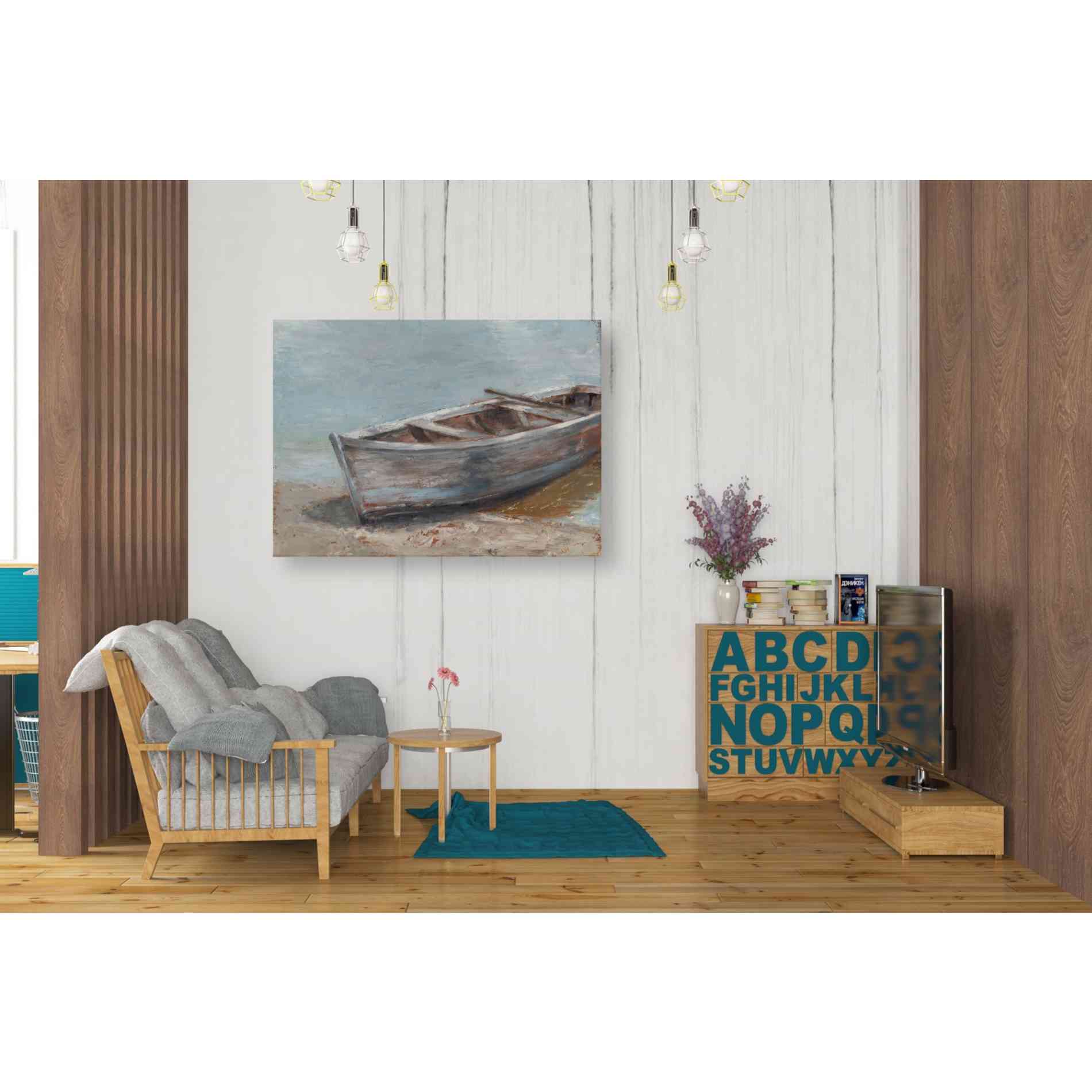 'Whitewashed Boat II' by Ethan Harper Canvas Wall Art,34 x 26