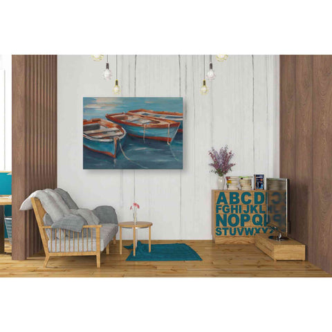 Image of 'Tethered Row Boats II' by Ethan Harper Canvas Wall Art,34 x 26