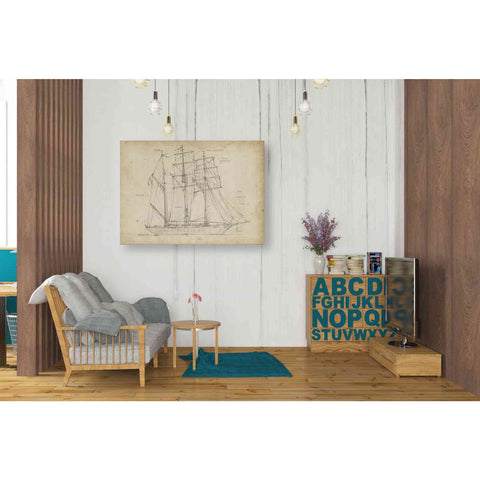 Image of 'Sailboat Blueprint I' by Ethan Harper Canvas Wall Art,34 x 26