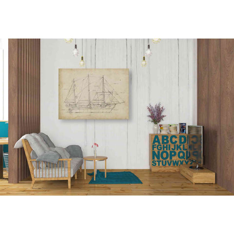 Image of 'Sailboat Blueprint II' by Ethan Harper Canvas Wall Art,34 x 26