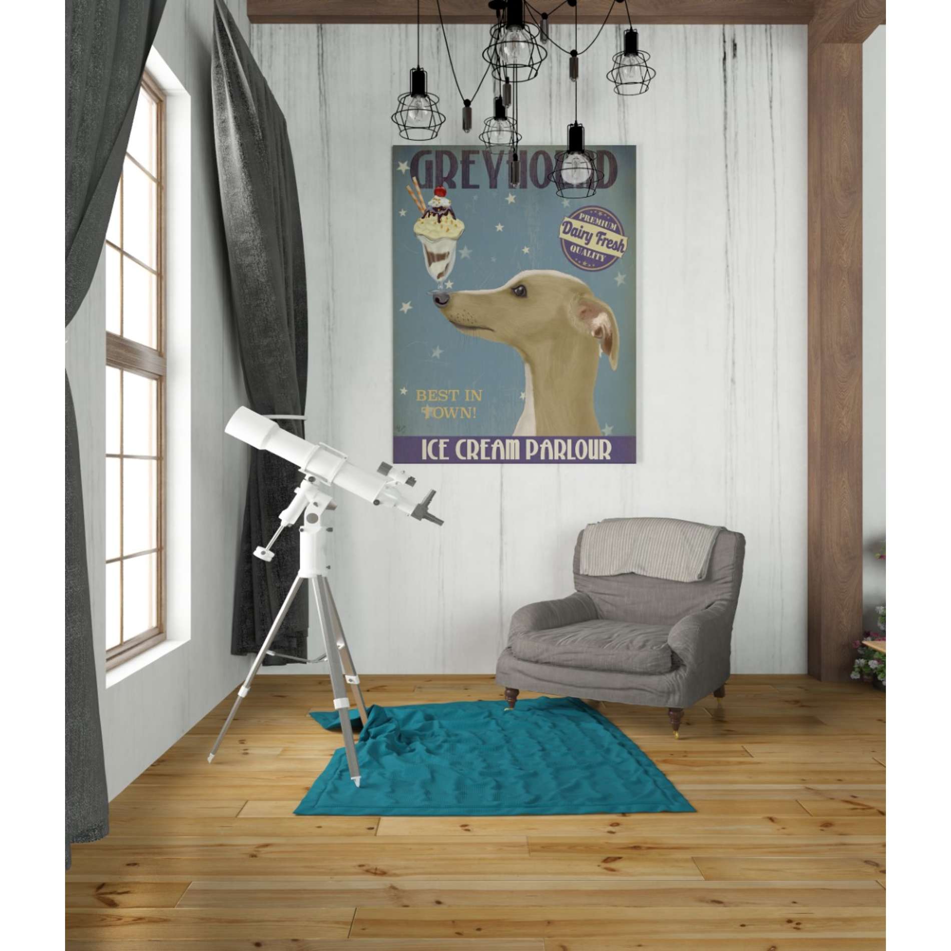 'Greyhound, Tan, Ice Cream,' by Fab Funky, Giclee Canvas Wall Art
